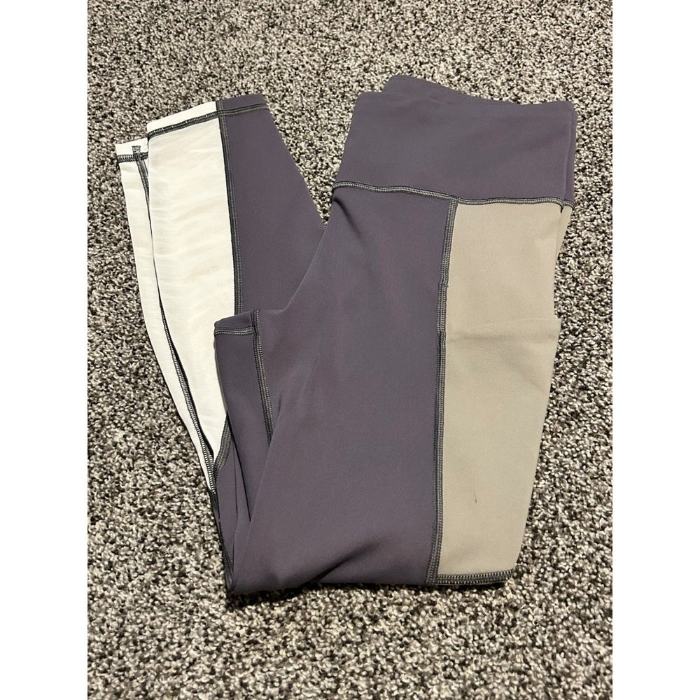 D46 Athleta Gray White Mesh High Rise Workout Running Leggings medium